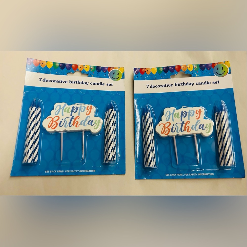 New 7 "Happy Birthday" Candles Blue Large Happy Birthday Candle made Vietnam - Picture 4 of 10